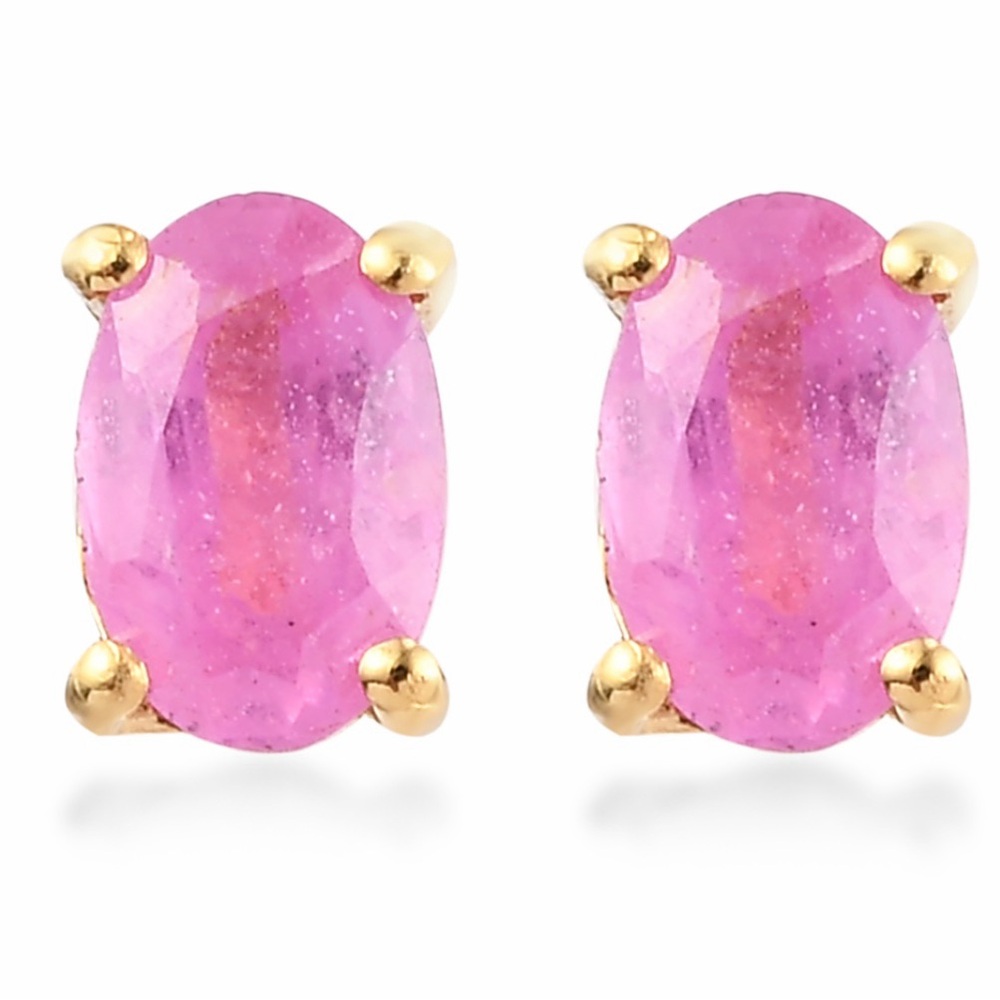 Ilakaka Hot Pink Sapphire Stud Earrings